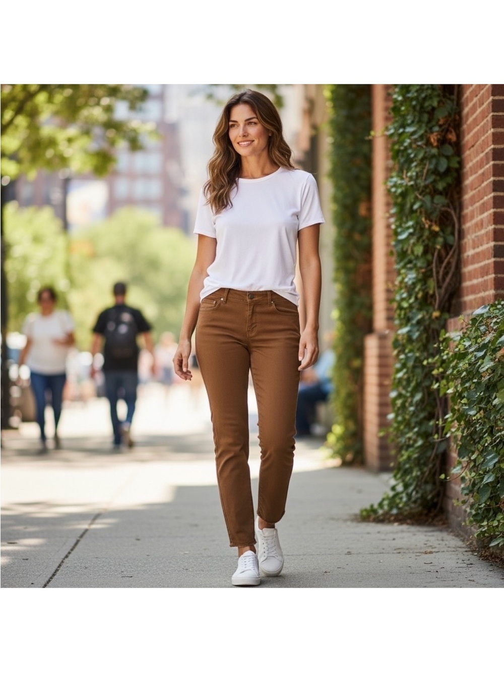 Democracy women’s Brown cropped ankle jeans size 8 Ab solution
